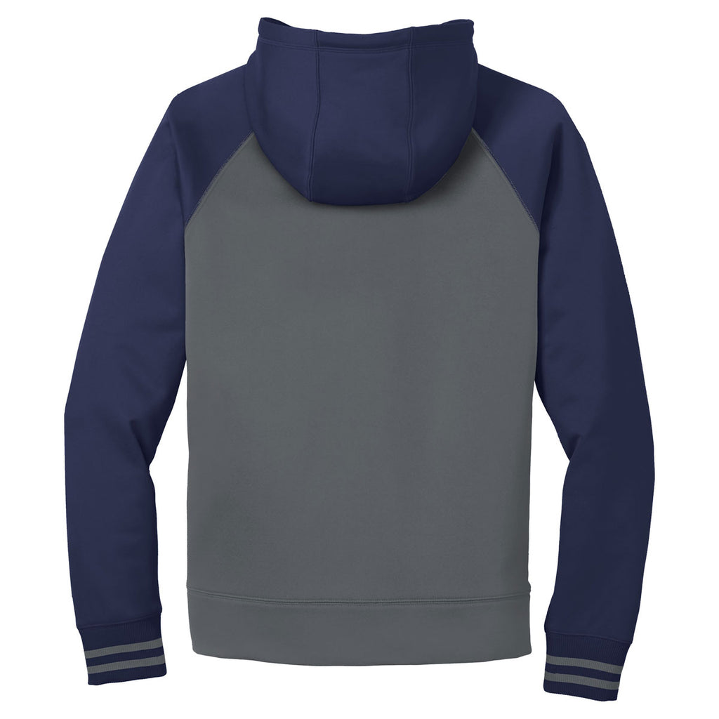 Sport-Tek Men's Dark Smoke Grey/ Navy Sport-Wick Varsity Fleece Full-Zip Hooded Jacket