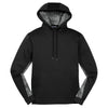 Sport-Tek Men's Black/ Dark Smoke Grey Sport-Wick CamoHex Fleece Colorblock Hooded Pullover