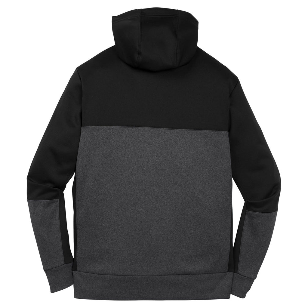 Sport-Tek Men's Black/ Graphite Heather/ Black Tech Fleece Colorblock Full-Zip Hooded Jacket