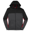 Sport-Tek Men's Black/ Graphite Heather/ True Red Tech Fleece Colorblock Full-Zip Hooded Jacket
