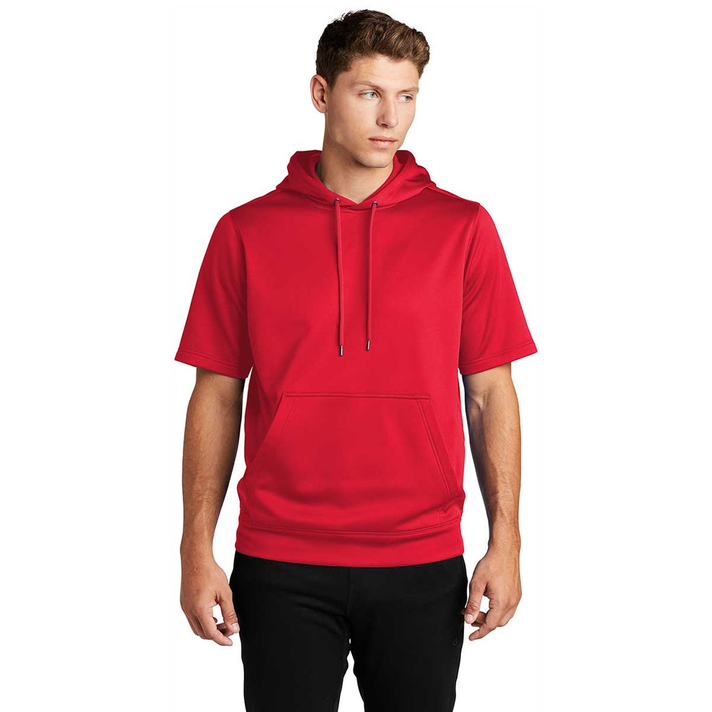 Sport-Tek ST251 Sport-Wick Fleece Short Sleeve Hooded Pullover - Deep Red - S
