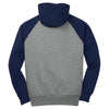 Sport-Tek Men's True Navy/ Vintage Heather Raglan Colorblock Pullover Hooded Sweatshirt