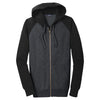Sport-Tek Men's Graphite Heather/Black Raglan Colorblock Full-Zip Hooded Fleece Jacket