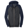Sport-Tek Men's Graphite Heather/True Navy Raglan Colorblock Full-Zip Hooded Fleece Jacket