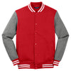 Sport-Tek Men's True Red/Vintage Heather Fleece Letterman Jacket