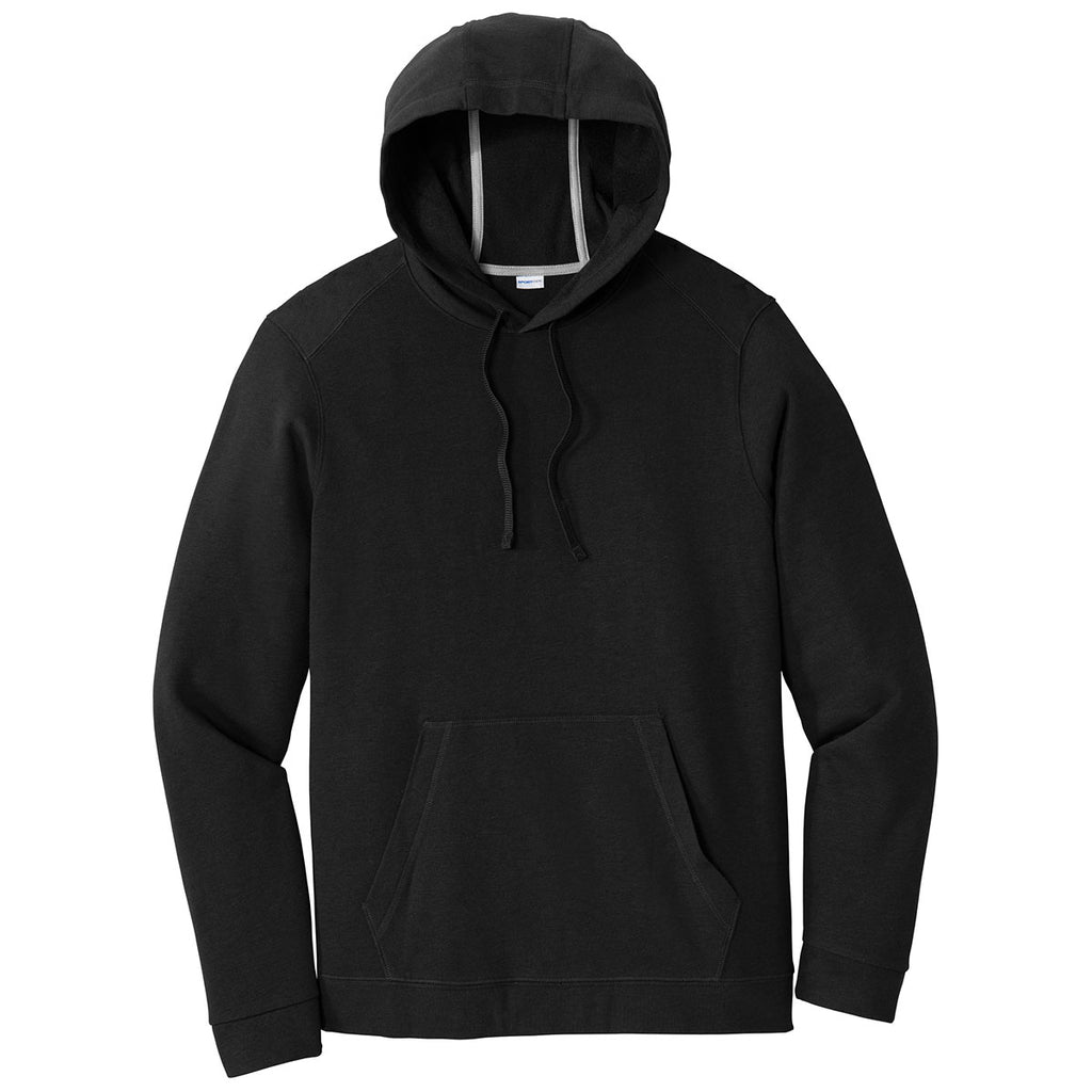 Sport-Tek Men's Black Triad Solid PosiCharge Tri-Blend Wicking Fleece Hooded Pullover