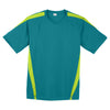 Sport-Tek Men's Tropic Blue/Lime Shock Colorblock PosiCharge Competitor Tee