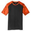Sport-Tek Men's Black/Neon Orange CamoHex Colorblock Tee