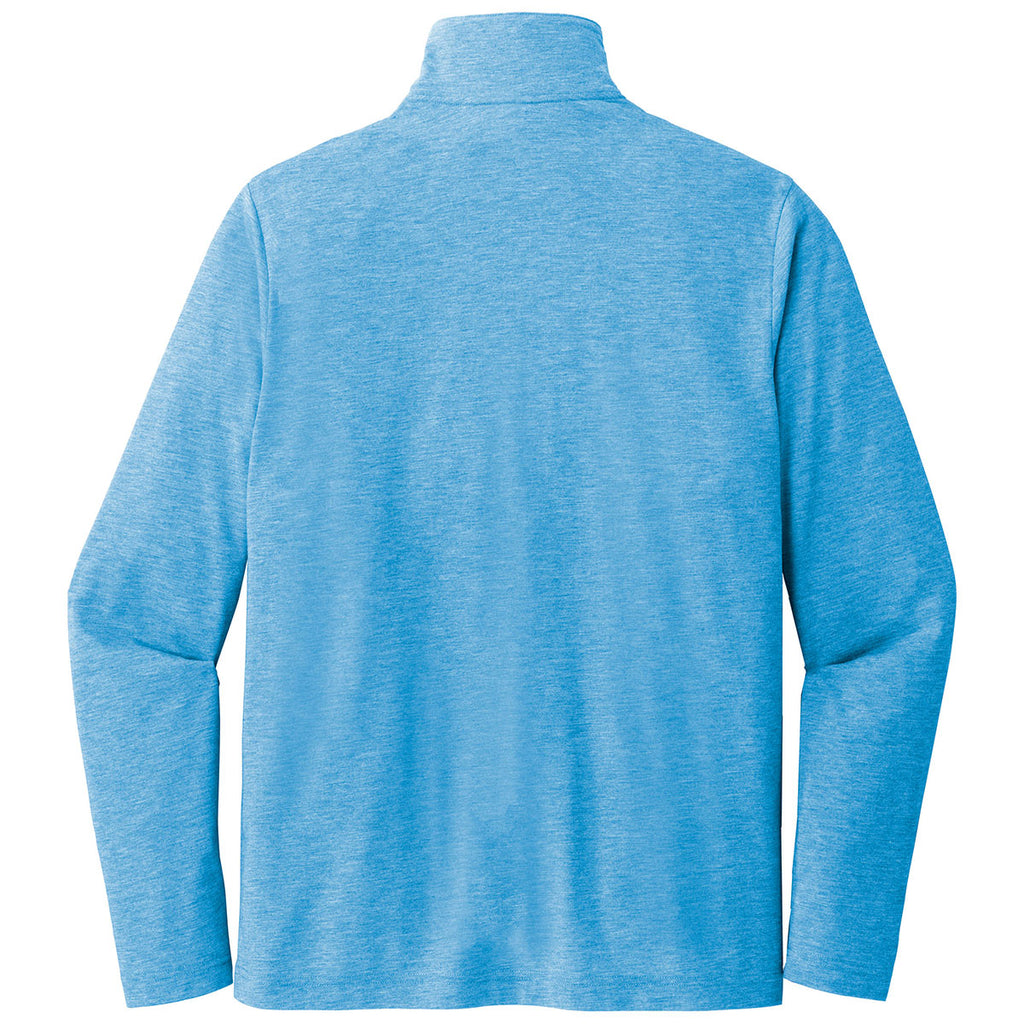 Sport-Tek Men's Pond Blue Heather PosiCharge Tri-Blend Wicking 1/4-Zip Pullover