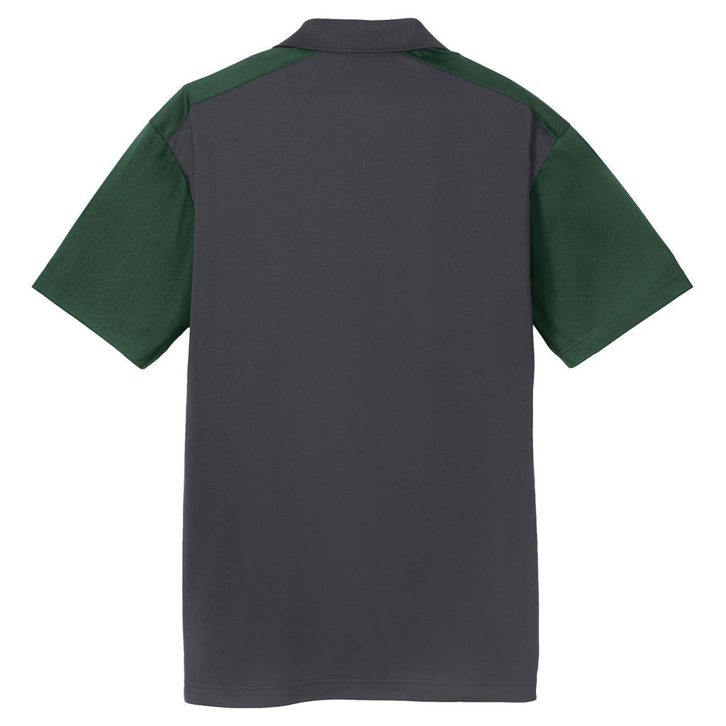 Sport-Tek Men's Iron Grey/Forest Green Colorblock Micropique Sport-Wic