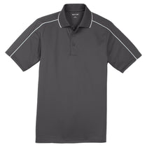 Sport-Tek Men's Iron Grey/White Micropique Sport-Wick Piped Polo