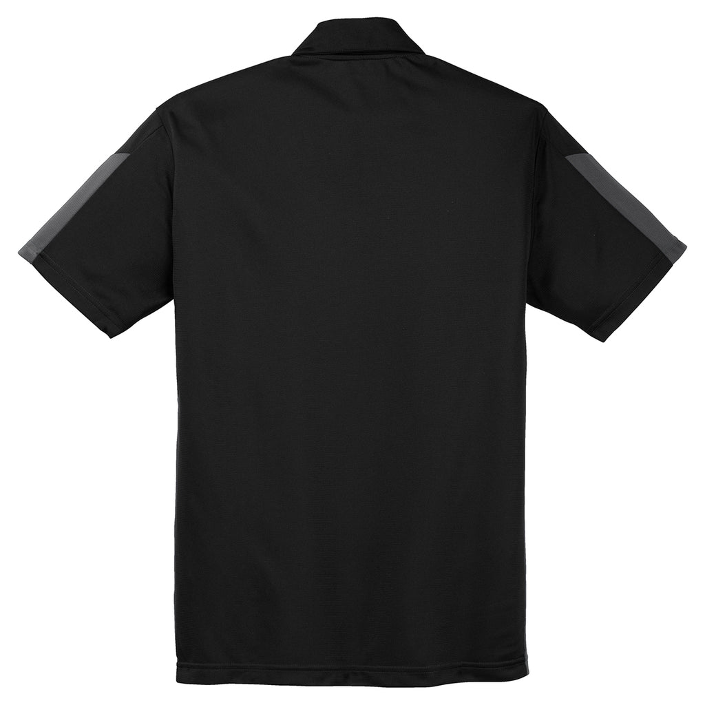 Sport-Tek Men's Black/Grey PosiCharge Active Textured Colorblock Polo