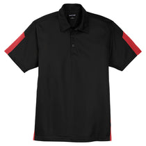 Sport-Tek Men's Black/True Red PosiCharge Active Textured Colorblock Polo
