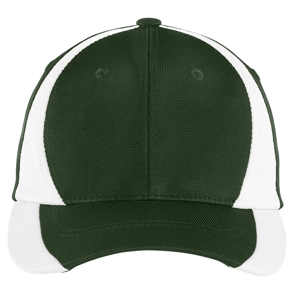 Sport-Tek Forest Green/White Dry Zone Nylon Colorblock Cap