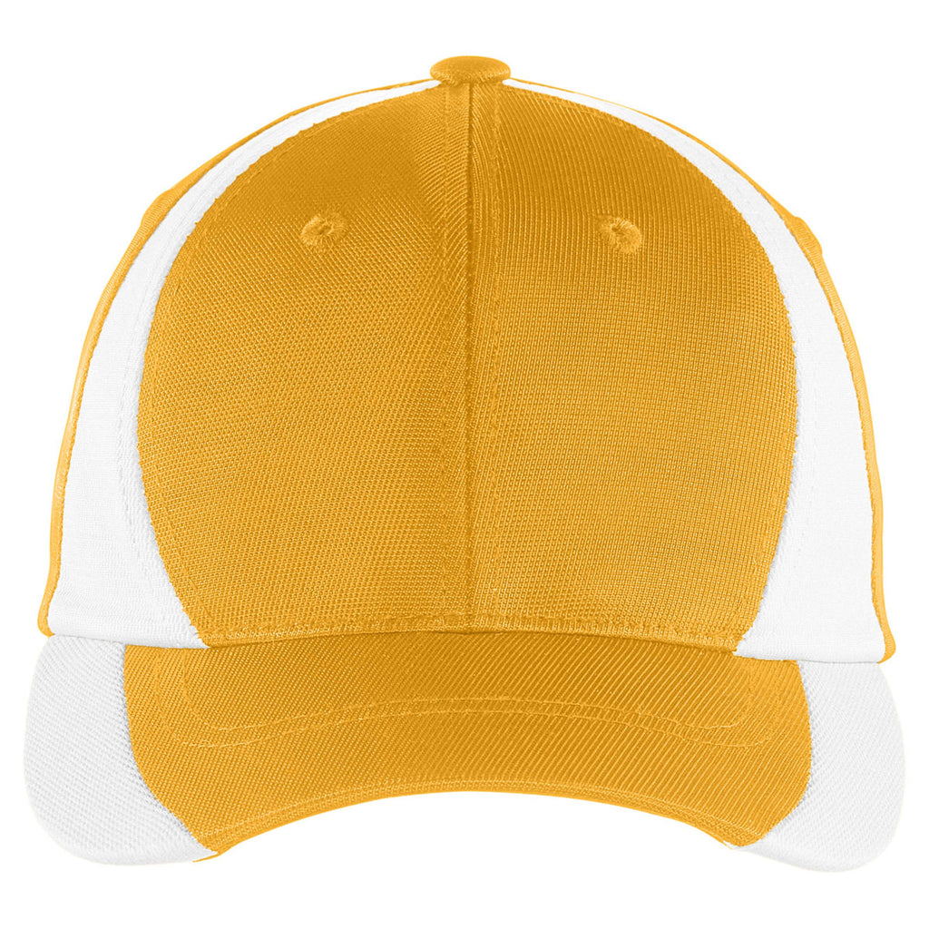 Sport-Tek Gold/White Dry Zone Nylon Colorblock Cap