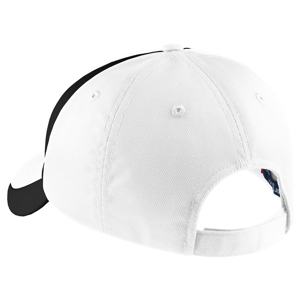 Sport-Tek White/Black Dry Zone Nylon Colorblock Cap