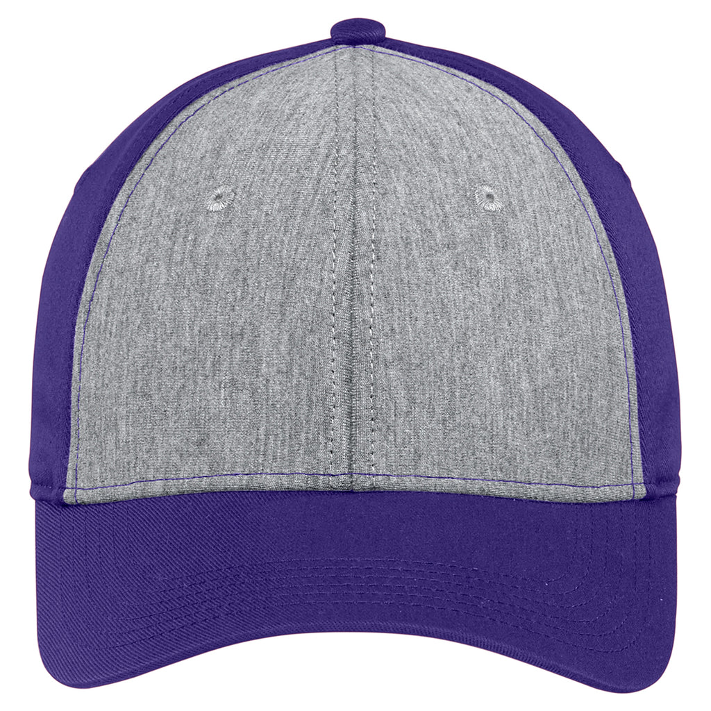Sport-Tek Vintage Heather/Purple Jersey Front Cap