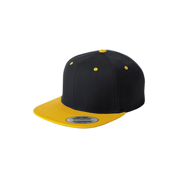 Trendy Apparel Shop Number 23 Gold Thread Snapback Cap - Black Flat Bill, Green Undervisor, One Size Fits Most