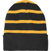 Sport-Tek Black/Gold Striped Beanie with Solid Band