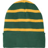 Sport-Tek Forest Green/Gold Striped Beanie with Solid Band