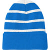 Sport-Tek Sport Blue/Silver Striped Beanie with Solid Band