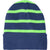 Sport-Tek Team Navy/Flash Green Striped Beanie with Solid Band