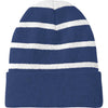 Sport-Tek Team Navy/Silver Striped Beanie with Solid Band