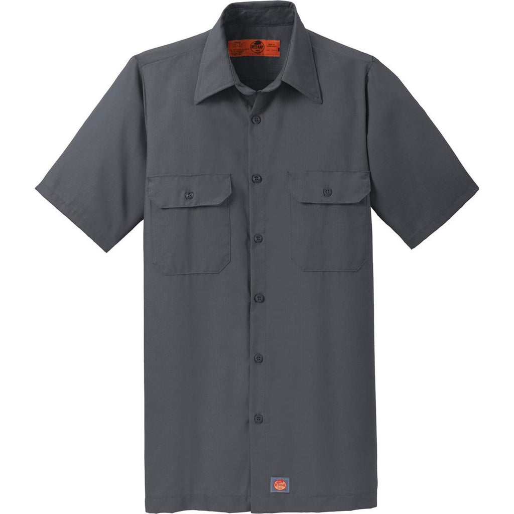Red Kap Men's Charcoal Short Sleeve Solid Ripstop Shirt