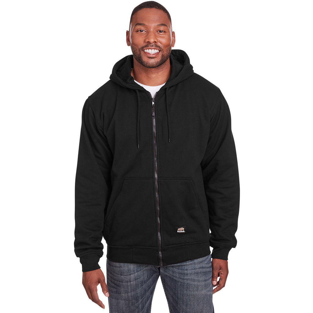 Berne Men's Black Heritage Thermal-Lined Full-Zip Hooded Sweatshirt