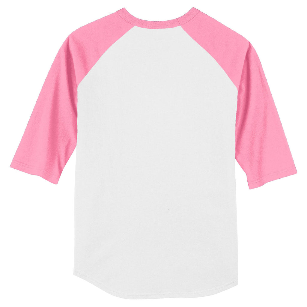 Sport-Tek Men's White/Bright Pink Colorblock Raglan Jersey