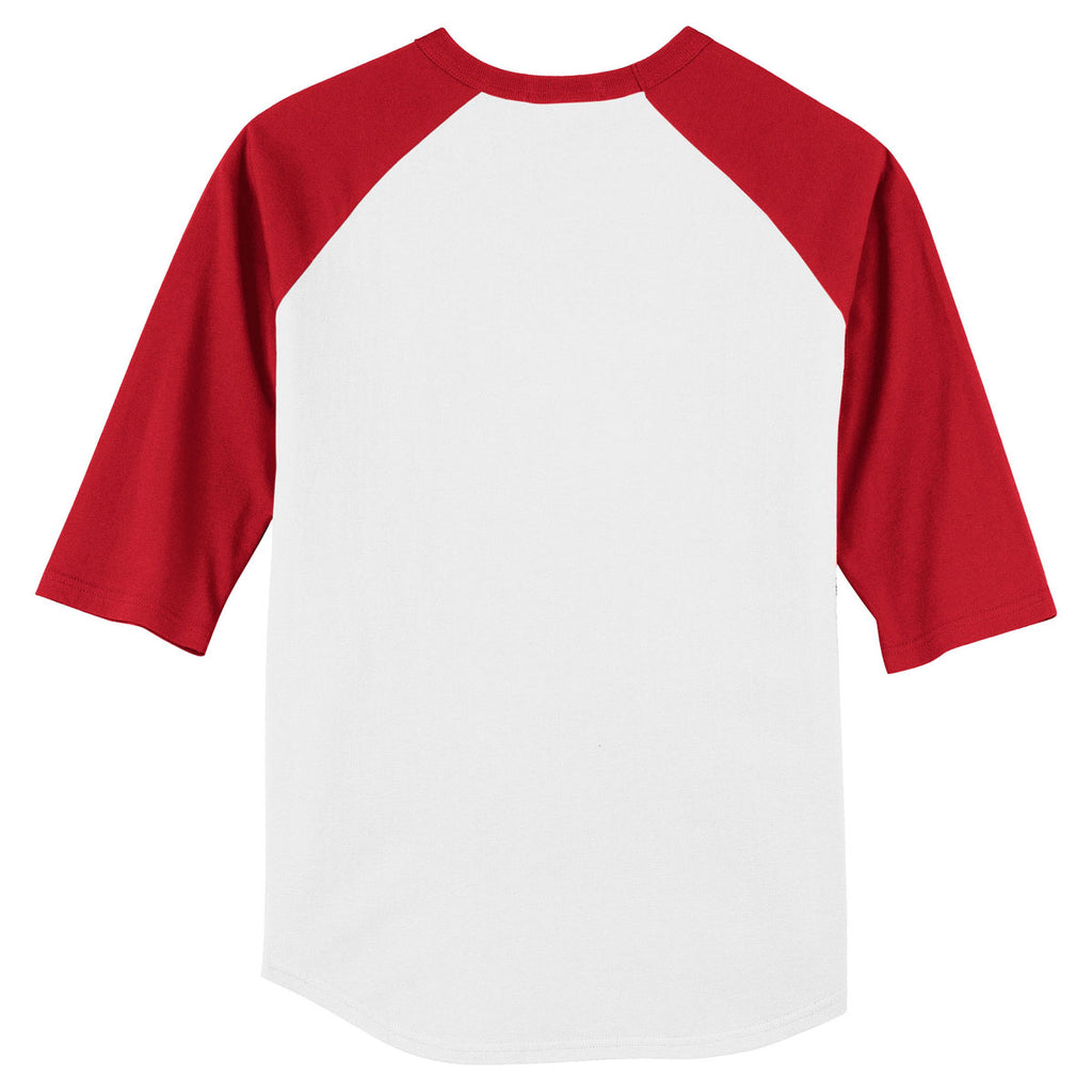 Sport-Tek Men's White/Red Colorblock Raglan Jersey