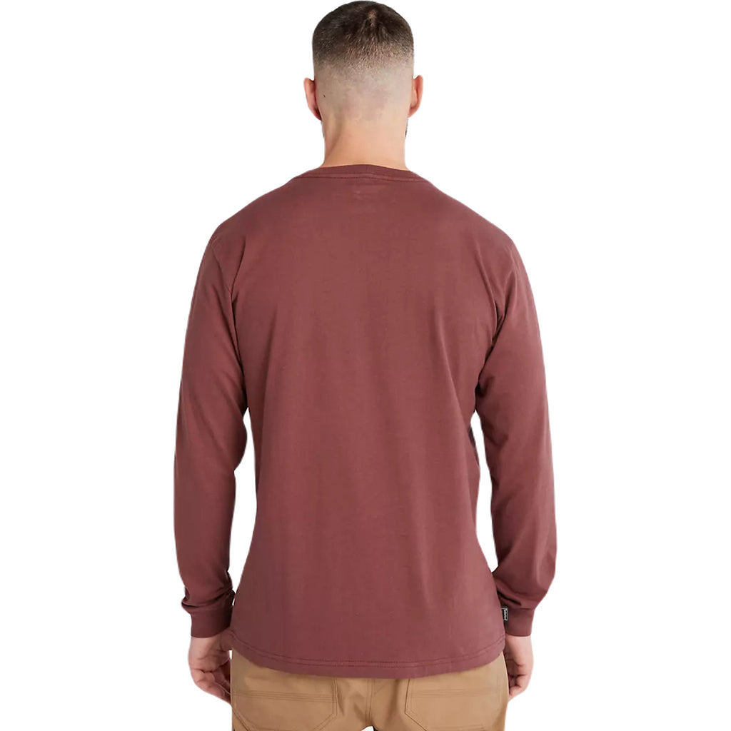 Timberland Men's Maroon Core Logo Long-Sleeve T-Shirt