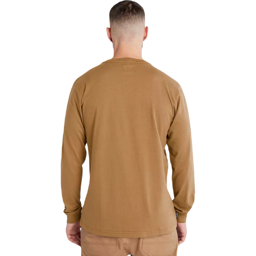 Timberland Men's Dark Wheat Core Logo Long-Sleeve T-Shirt