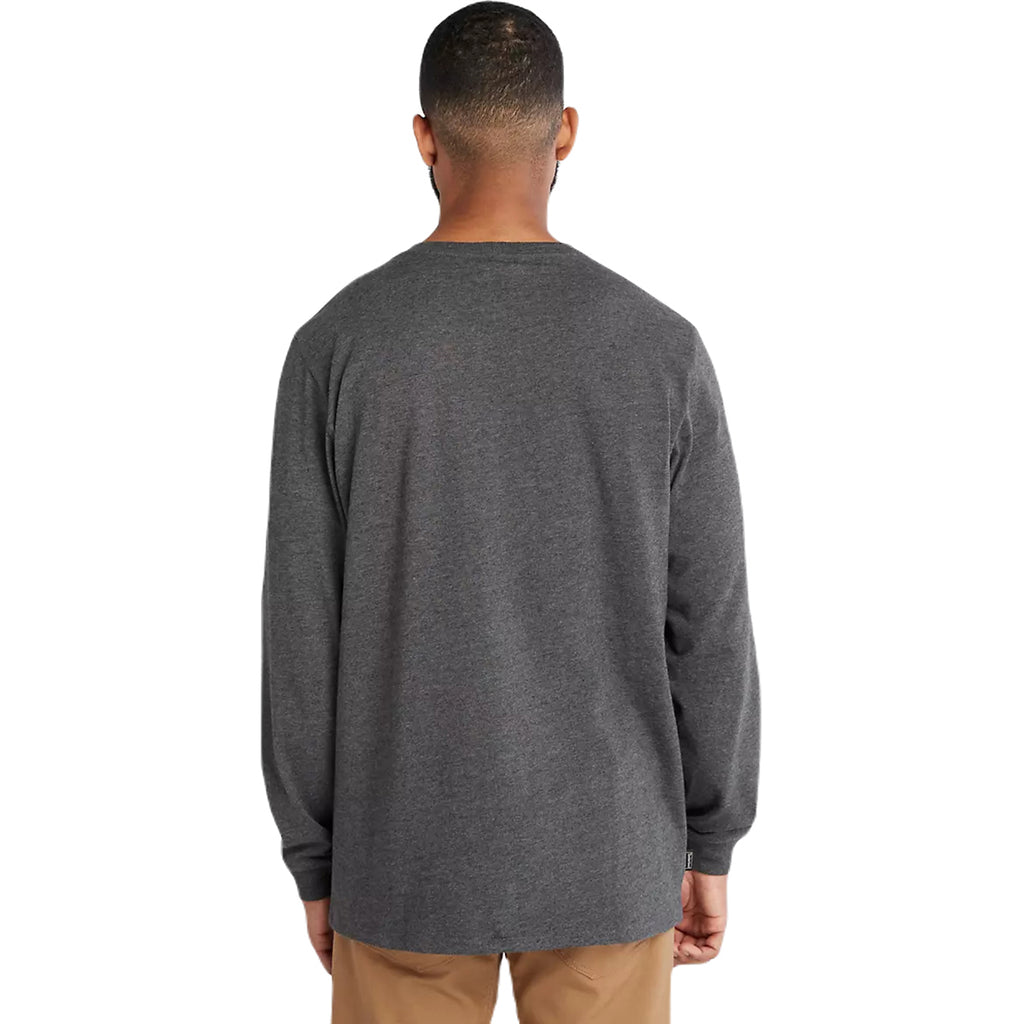 Timberland Men's Deepest Grey Heather Core Logo Long-Sleeve T-Shirt