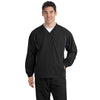 Sport-Tek Men's Black/ Graphite Grey Tall Tipped V-Neck Raglan Wind Shirt