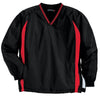 Sport-Tek Men's Black/ True Red Tall Tipped V-Neck Raglan Wind Shirt