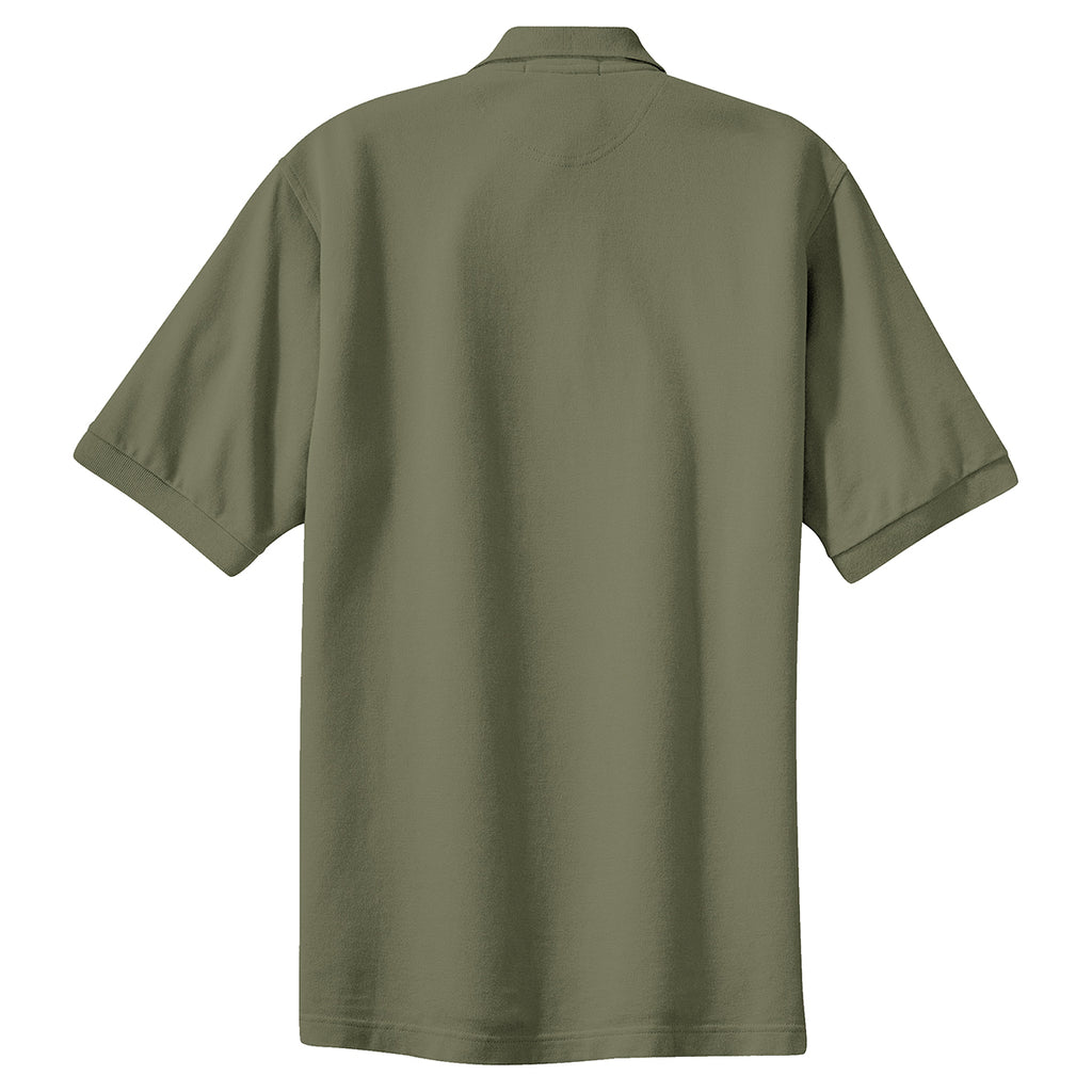 Port Authority Men's Faded Olive Tall Pique Knit Polo