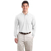 Port Authority Men's White Tall Silk Touch Long Sleeve Polo with Pocket