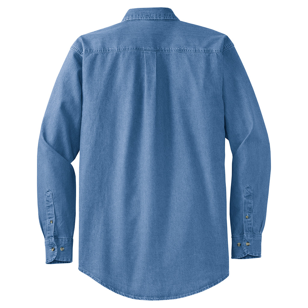 Port Authority Men's Faded Blue Tall Long Sleeve Denim Shirt