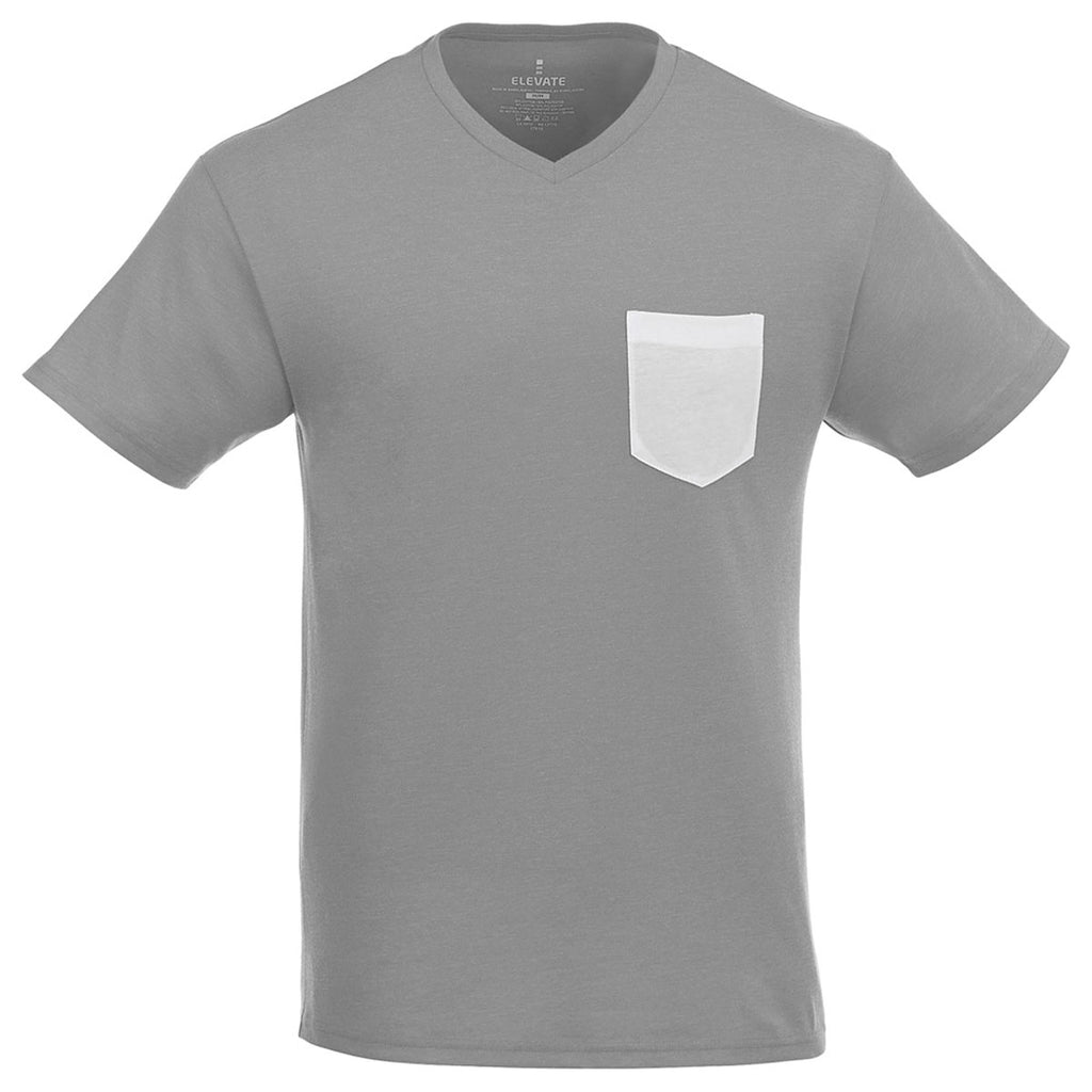 Elevate Men's Medium Heather Grey/White Monroe Short Sleeve Pocket Tee