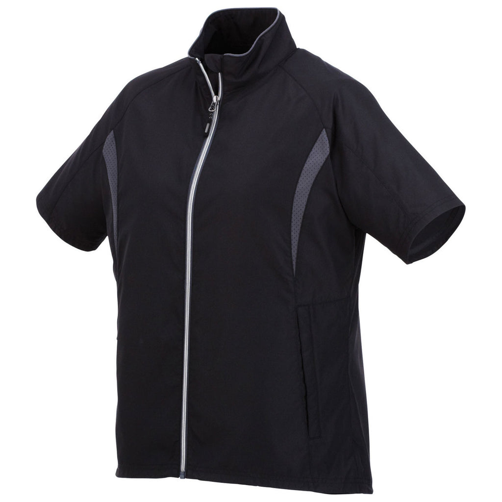 Elevate Women's Black/Grey Storm Powell Short Sleeve Full Zip Wind Jacket