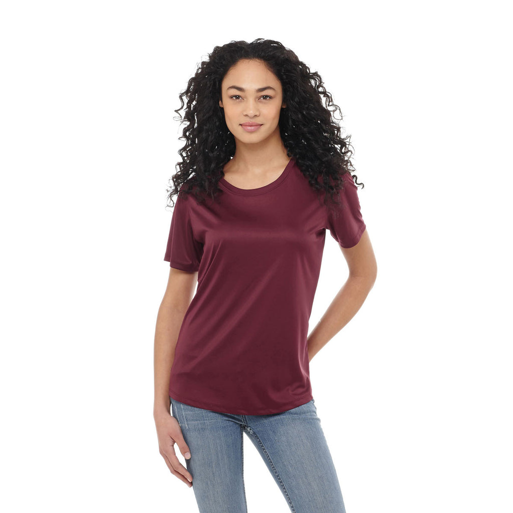 Elevate Women's Maroon Omi Short Sleeve Tech T-Shirt