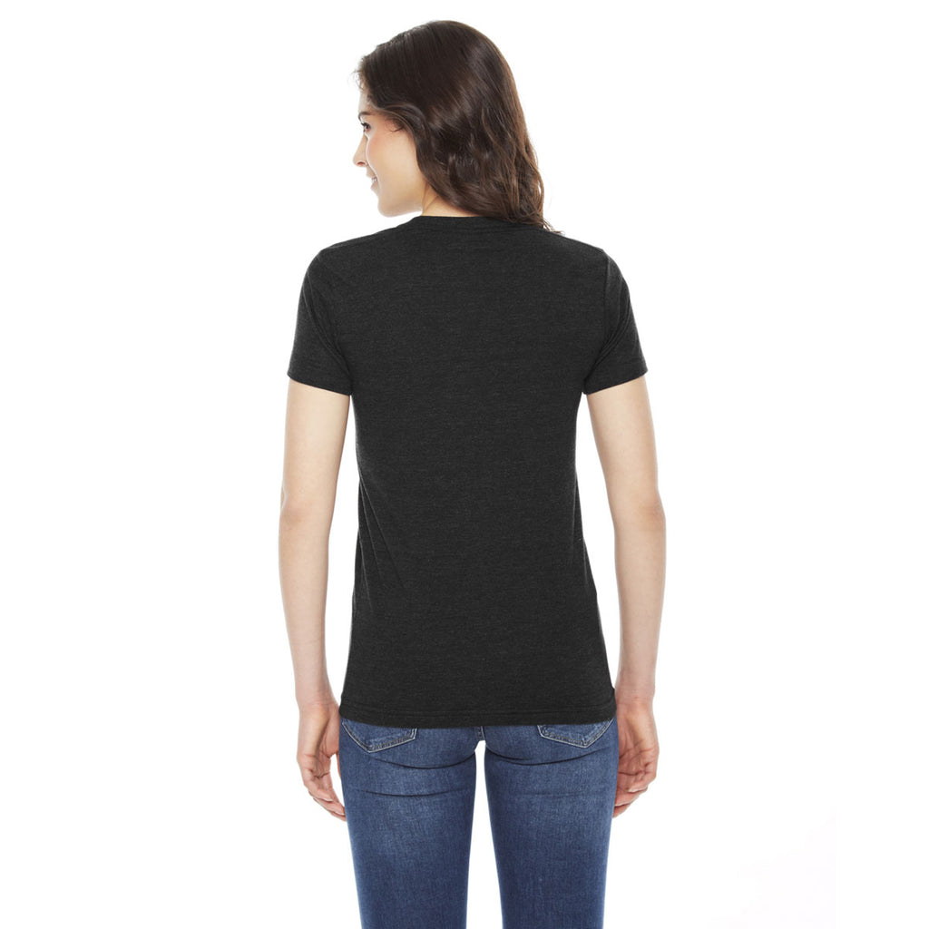 American Apparel Women's Triblend Black Short-Sleeve Track T-Shirt