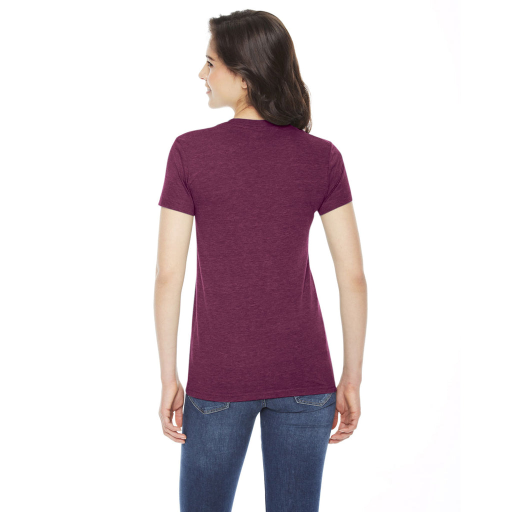 American Apparel Women's Triblend Cranberry Short-Sleeve Track T-Shirt