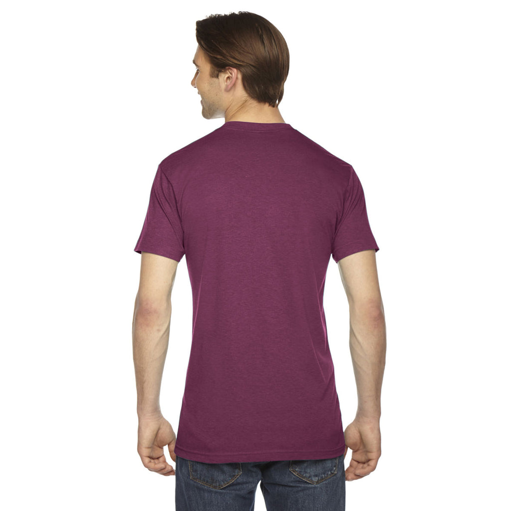 American Apparel Unisex Triblend Cranberry Short-Sleeve Track T-Shirt