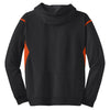 Sport-Tek Men's Black/ Deep Orange Tall Tech Fleece Colorblock Hooded Sweatshirt