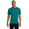 Sport-Tek Men's Tropic Blue/ Lime Shock Tall Colorblock PosiCharge Competitor Tee