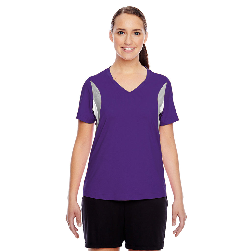 Team 365 Women's Sport Purple Short-Sleeve Athletic V-Neck Tournament Jersey