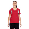 Team 365 Women's Sport Red Short-Sleeve Athletic V-Neck Tournament Jersey