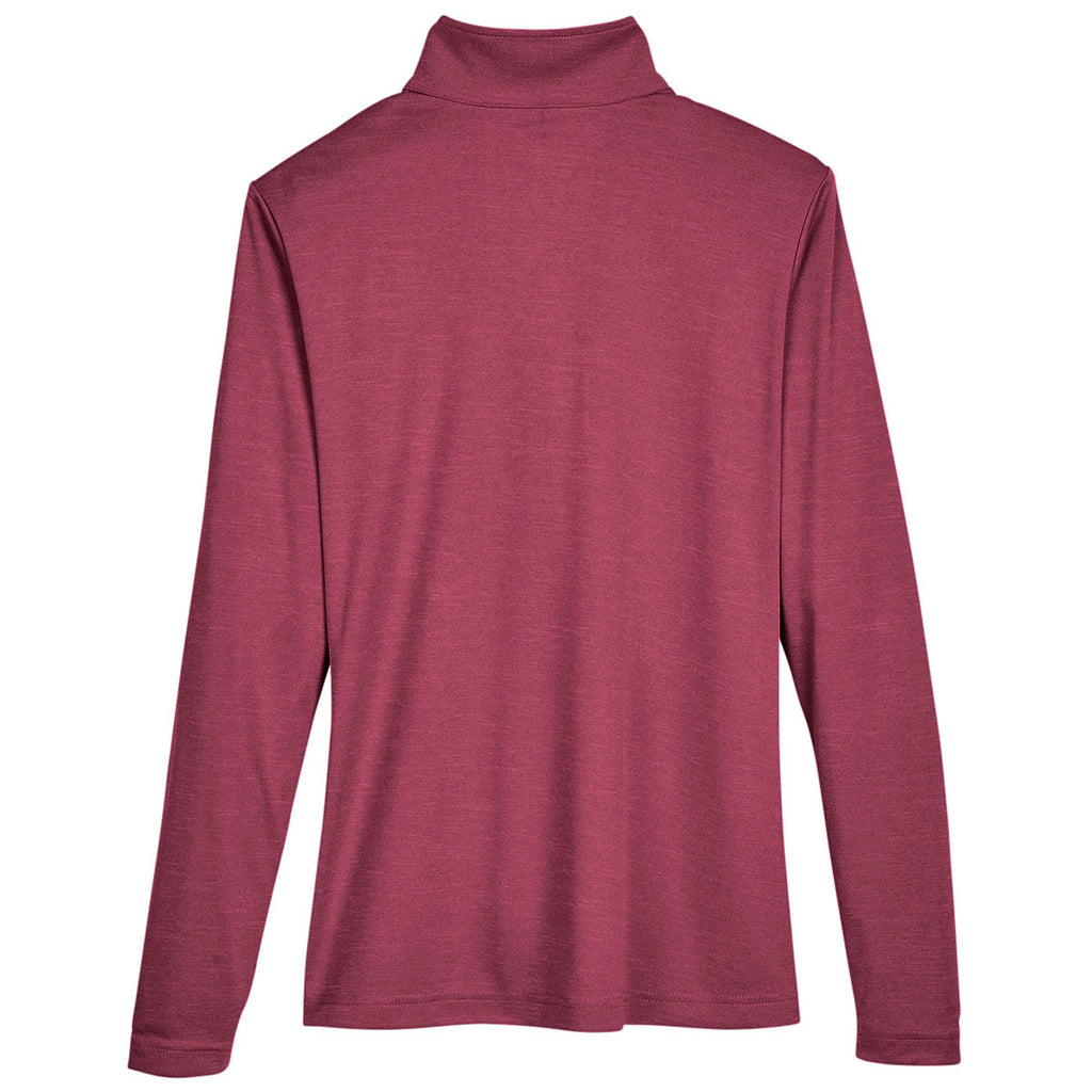 Team 365 Women's Sport Maroon Heather Zone Sonic Heather Performance Quarter-Zip